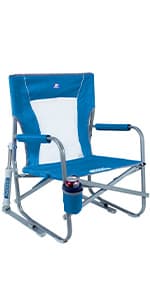 GCI Outdoor Sunshade Backpack Beach Chair | Reclining Folding Canopy Chair with Durable Armrests, Drink Holder & Carry Straps, Perfect for Beach Trips & Picnics — Saybrook Blue