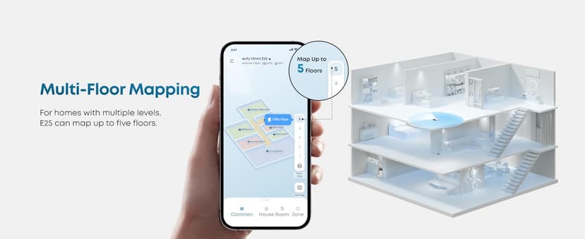 eufy Robot Vacuum E25, HydroJet System with Roller Mop, 20,000 Pa Turbo Suction, All-in-One Robot Vacuum and Mop Combo, Edge-to-Corner Cleaning, Zero-Tangle Design, AI Obstacle Avoidanced, White