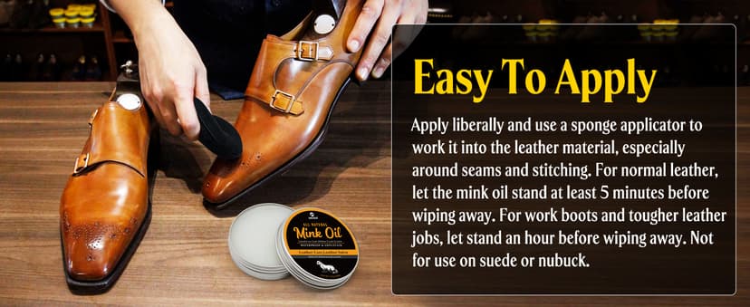 MEKER Mink Oil for Leather Boots, Leather Conditioner and Cleaner 3.52 oz-All-Natural Waterproof Soften and Restore Shoes