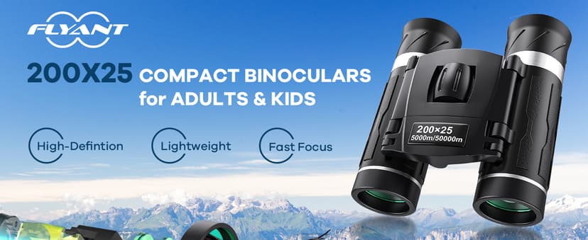 200x25 Compact Binoculars for Adults and Kids, High Powered Mini Pocket Binoculars, Waterproof Small Binocular for Bird Watching, Hunting, Concert, Theater, Opera, Traveling, Sightseeing