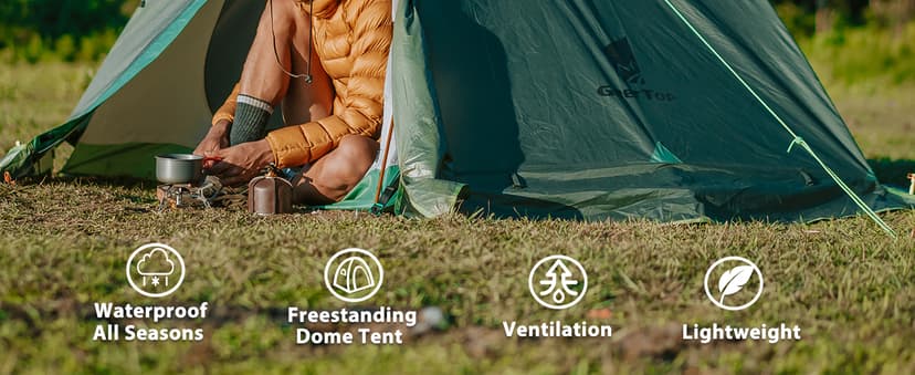 GEERTOP Ultralight 2 Person Backpacking Tent 4 Season Waterproof Camping Tent Double Layer Cold Weather Easy Set Up Tents for Family Camp, Hiking, Hunting Outdoor Mountaineering Travel