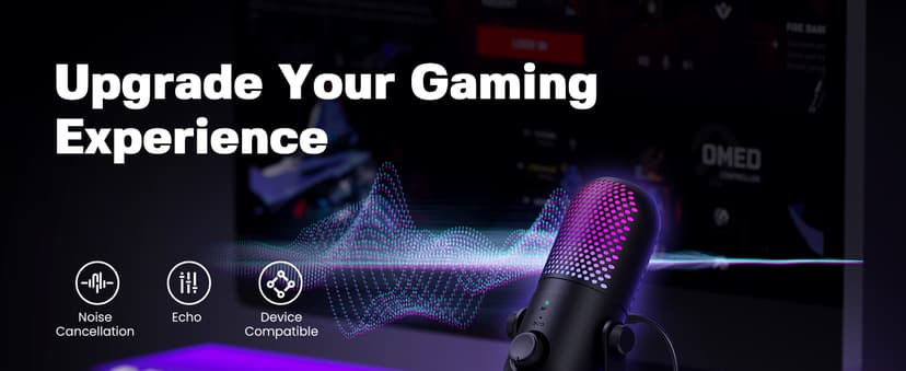 USB Microphone for PC Gaming: Condenser Microphone RGB for Gamer with Stand Mic - Recording Mic for Computer&Laptop with Qiuck Mute - Desk Podcast Mic for Podcast & Singing & Streaming & Youtube Black