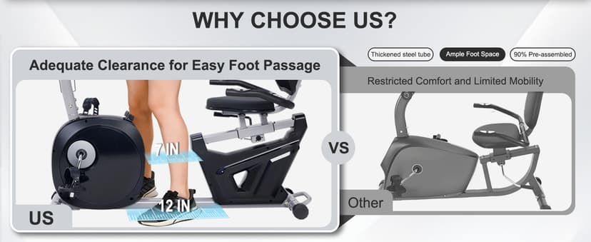 Recumbent Exercise Bike for Seniors - 400LB Weight Capacity Recumbent Bikes with Comfortable Seat, Pulse Sensor, 16-level Resistance, LCD Monitor