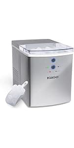 Igloo Portable Ice Maker with Scoop & Basket- Ice Maker with LED Control Panel & 1.5 Quart Water Tank-Ice Cube Maker Produces 26 Lbs. of Ice in 24 Hours With 8 Large or Small Cubes In 7 Minutes- Black