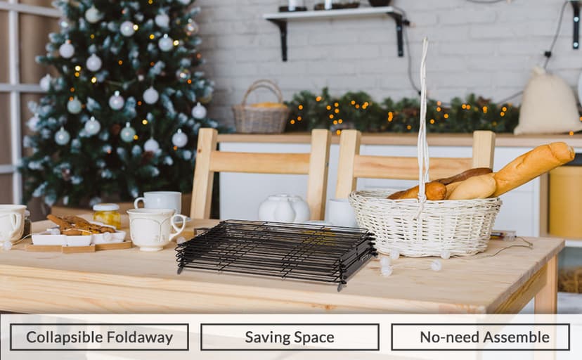 Geesta 2/3/4-Tier Upgraded Collapsible Cooling Rack with Adjustable 3 Setting Design Stackable Roasting Cooking Drying Wire Cooling Rack for Cookies Baking Gifts for Women B08BL5MP3Z