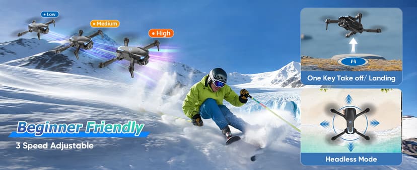 Foldable 1080P Drone with Camera for Kids & Beginners, Easy to Fly Toy Gift for Boys & Girls, One-Key Start, 3D Flips, Gesture Selfie, 2 Batteries