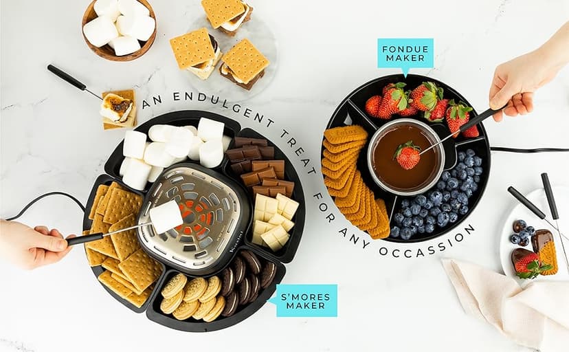 Kusini Smores Maker Tabletop Indoor - Flameless Electric Marshmallow Roaster – 4 Detachable Trays & 4 Roasting Forks – Gift Set & Date Night Idea. Movie Night Supplies & Housewarming Gift