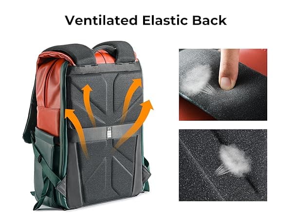 K&F CONCEPT 20L Camera Case for Photographers Large Capacity PU Leather Camera Bags with Raincover, 15.6 Inch Laptop Compartment for Camera Drone Bags