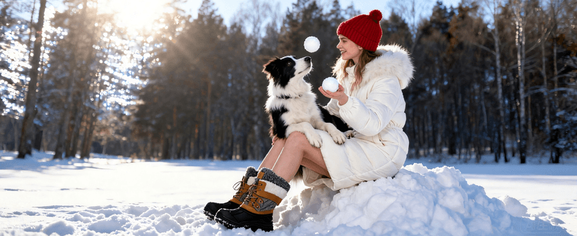 DOBOLIN Womens Winter Snow Boots Duck Waterproof Boots for Women Warm Cozy Mid Calf Booties for Cold Weather