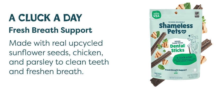 Shameless Pets Dental Treats for Dogs, The Tooth Berry - Healthy Dental Sticks with Immune Support for Teeth Cleaning & Fresh Breath - Free from Grain, Corn & Soy