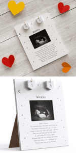 Baby Sonogram Picture Frame with Countdown Weeks - Standard 4"x3" Ultrasound Photo - Pregnancy Announcements Ideas - Gender Reveal Baby-Shower Gift - New Mom Expecting Parents to Be Keepsake Gifts