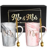 Christmas Gift for Couples Newlyweds Husband Wife His and Hers Couples Gift Bride to Be Bridal Shower Engagement Anniversary Linkax Wedding Gifts for Couples 2026, Mr and Mrs 13.19 Oz Coffee Mugs B0DM645NTY