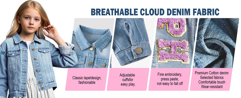 Rryoumisun Personalized Kids Denim Jacket with Names, Custom 1-14 Years Old Girls Boys Spring&Fall Outerwear Jackets B0DDDNW4CR