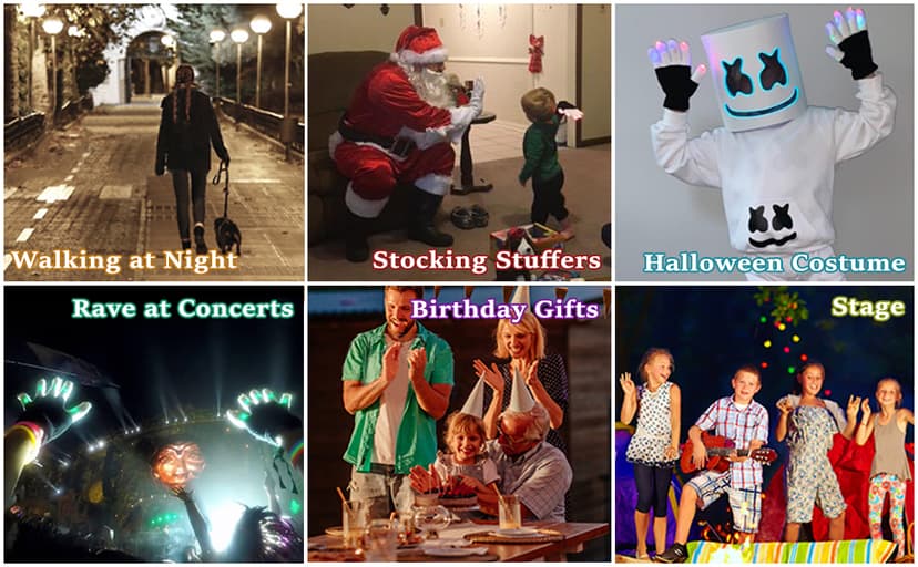 Luwint Children LED Finger Light Up Gloves - Glow Flashing Cool Fun Toys for Kids, Boy Girl 7-12 Years