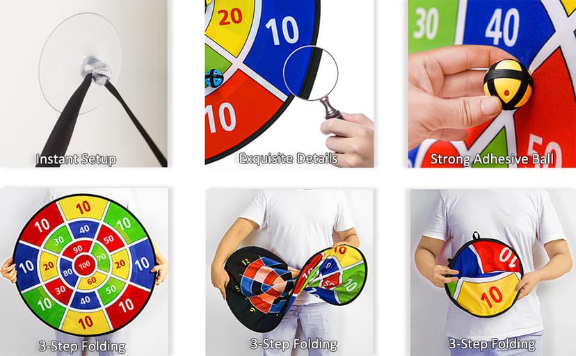 Dart Board Games for Kids Ages 3-12, Sticky Dart Board with 12 Balls & 12 Darts, Indoor Outdoor Toys for Boys, Party Birthday Gifts