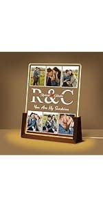 Personalized Besties Friendship Gifts For Women Her, Best Friend Birthday Gifts, Custom LED Acrylic Plaque With Photo Frame Name, Customized Long Distance Christmas Gift For BFF Bestie Sister