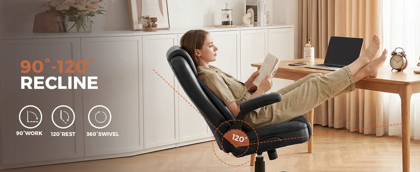COMHOMA Leather Office Chair Ergonomic Computer Gaming Chair with Comfy Back Support, Executive Mid-Back,Small Gmaing Chair with Adjustable Armrests, for Short People Use, Rolling Swivel for Adults