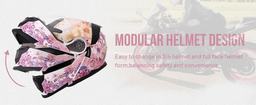 OUMURS Modular Motorcycle Helmets Full Face Flip up Street Bike Motorcycle Helmet for Unisex Adult Model 912