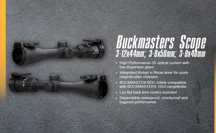 SIG SAUER Buckmasters 3-12x44mm 1" Tube Second Focal Plane/SFP/F2 Durable Shockproof Waterproof Fogproof Black Riflescope