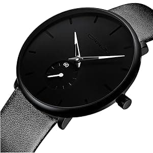 FIZILI Mens Watches Ultra-Thin Minimalist Waterproof-Fashion Wrist Watch for Men Unisex Dress with Leather Band
