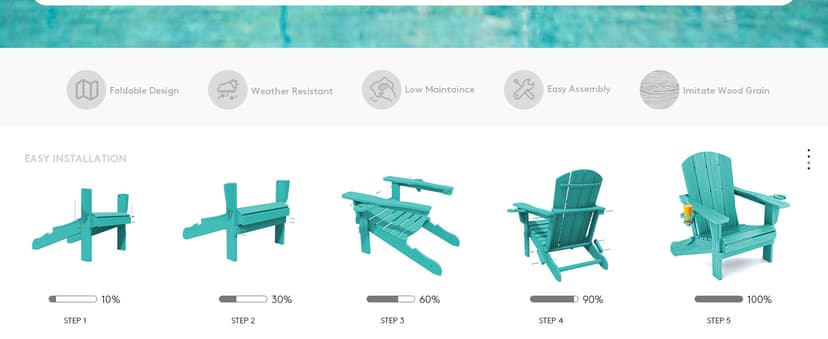 SERWALL Adirondack Chair with Cup Holders - Composite Adirondack Chairs Set of 2 HDPE Outdoor Chairs All Weather Use- Aruba
