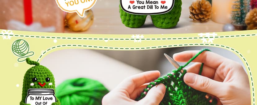 I Love You Gifts for Her, Him, Wife, Husband, Couple, Romantic Gifts for Boyfriend Girlfriend, Anniversary Perfect Gifts for Women Men, Handmade Crochet Pickle