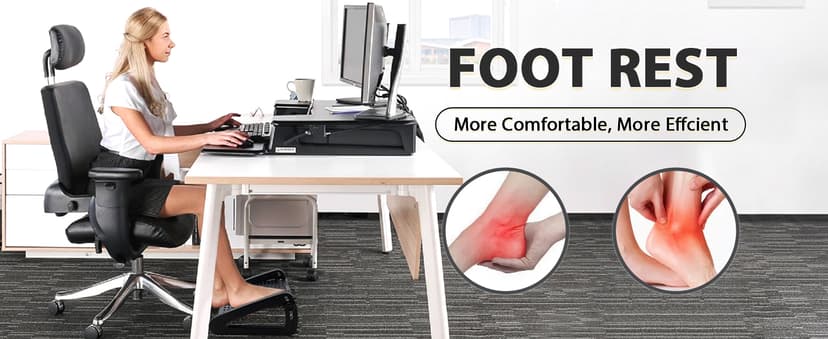 CasaZenith Foot Rest, Six Heights Adjustable Foot Rest for Under Desk at Work, Ergonomic Foots Stool for Under Office Desks, Under Desk Footrest with Foot Massage Roller, Chair Footrest for Leg Rests
