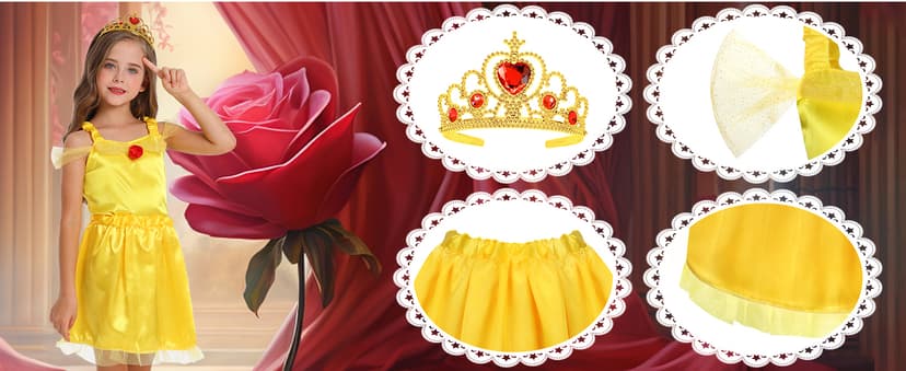 LIMIROLER Princess Dress Up Clothes for Little Girl Role Play Costume Gift Set Princess Dress Up Toys for Toddler Girls B0DF2V6NHW