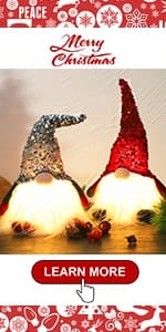 Juegoal Christmas Plush Gnomes, 9 Inch Lighted Handmade Mini gnome Scandinavian, Light Up Swedish Tomte Elf Holiday Present, Battery Operated Xmas Gifts Table Ornaments Dinner Party Supplies, Set of 3