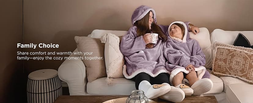 Bedsure Blanket Hoodie, Wearable Blanket for Adults & Kids as Gifts for Women Men, Birthday Gifts for Women Mom Girl Sherpa Oversized Hoodie, Grey, Standard