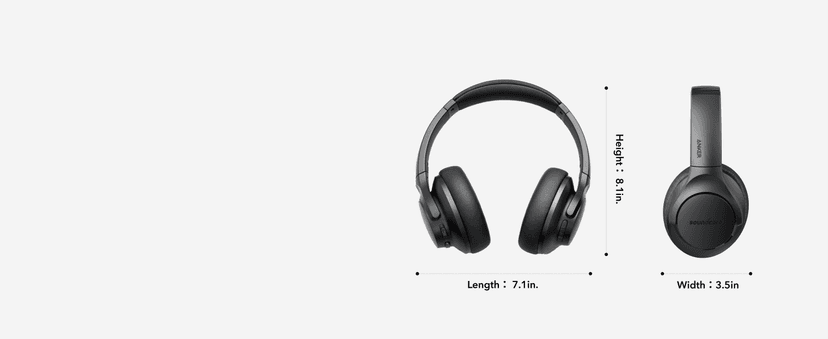 Soundcore Anker Life Q20 Hybrid Active Noise Cancelling Headphones, Wireless Over Ear Bluetooth Headphones, 60H Playtime, Hi-Res Audio, Deep Bass, Foam Ear Cups, Travel, Office, USB-C Charging