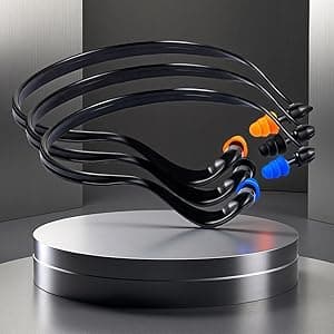 Banded Earplugs for Shooting 29dB NRR - Noise Cancelling Reusable Silicone Ear Plugs for Sleeping, Concerts, Work & Sports - Lightweight 3-Pack (Orange/Blue/Black)