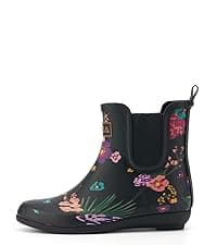 HISEA Women's Short Rain Boots Fashion Waterproof Chelsea Boots Ankle Garden Shoes for Ladies Non Slip Outdoor Work Booties Lightweight Rubber Rainboots with Comfort Insole