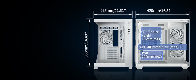 MUSETEX ATX PC Case, 3 x 120mm Fans Pre-Installed, 360MM RAD Support, 270° Full View Tempered Glass Gaming PC Case with Type-C, Mid Tower ATX Computer Case, Black, Y6