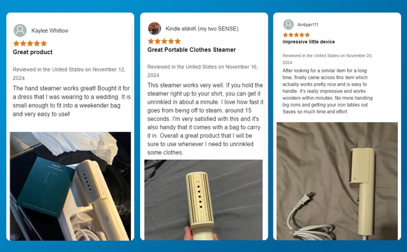 Travel Clothes Steamer Mini Iron - Portable Handheld Garment Steamer,Mini Steam Iron for Any Fabrics,Wrinkle Remover for Travel Home or Office.