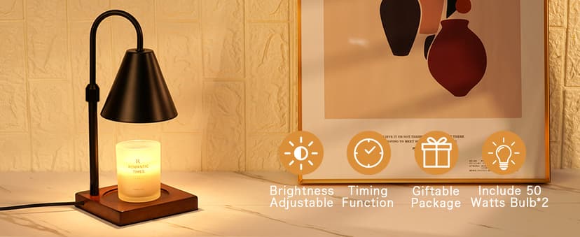 Modern Candle Warmer Lamp with Timer, Dimmable Candle Lamp Warmer, Men Women Christmas Birthday Gifts, Black Candle Warmer, Adjustable Candle Light Warmer, Cozy Living Room Bedroom Home Decor