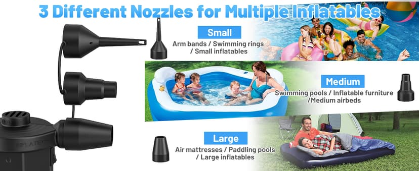 Air Pump Electric for Pool Inflatables: MAXEVER Portable Inflator Deflator for Outdoor Camping - 110V~120V