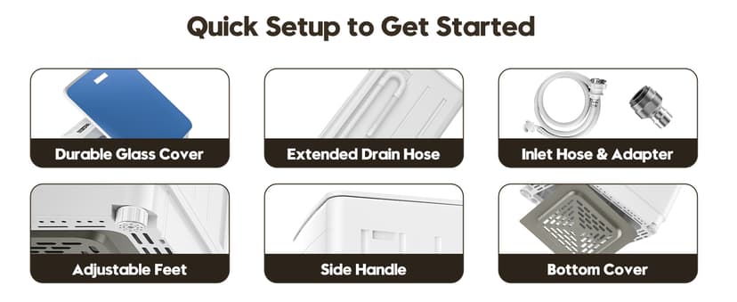 Auertech 18 lbs Portable Washing Machine, Fully Automatic Portable Washer with LED Display, 7 Wash Cycles, 4 Water Levels, Top Load Washing Machine for Apartment, RV, Dorm, Home