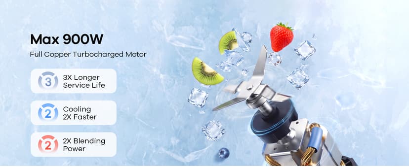 With 3 Portable Cups (1*24oz & 2*17oz), Peak Power 900W Single Serve Smoothie Maker for Kitchen, BPA-Free, Nutritious Recipe Ganiza Smoothie Blender, 14Pcs Portable Personal Blender Shakes & Smoothies B0DJM4QW9B
