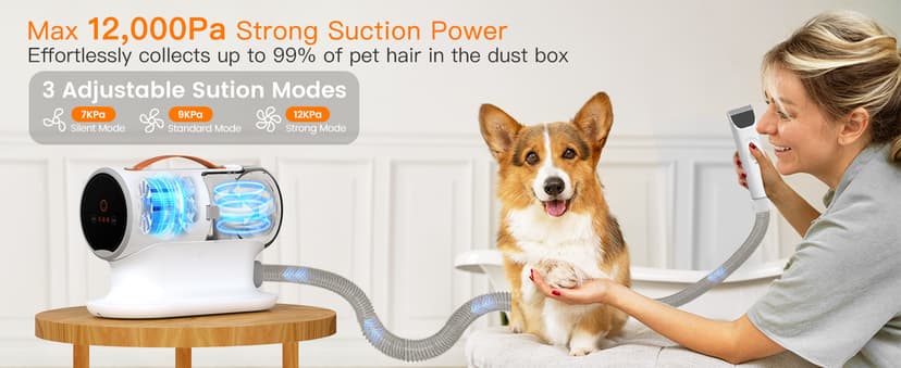 AIRROBO Dog Grooming Vacuum, Dog Grooming Kit,12000Pa Strong Pet Vacuum, 2L Large Capacity Vacuum for Shedding Grooming Hair, Quiet,PG100