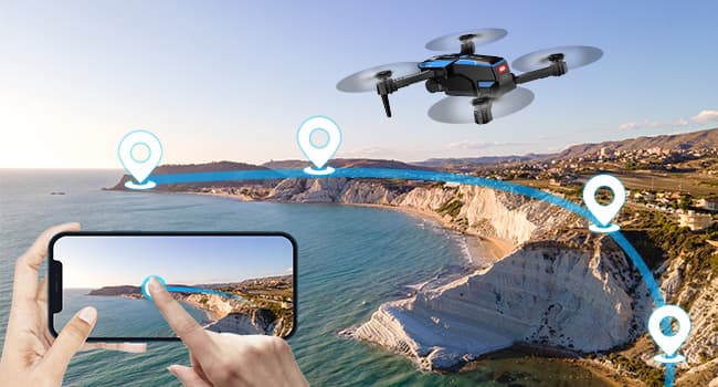 Drone with 1080P Camera - Foldable Remote Control Quadcopter with Gesture Control, 3D Flip, One Key Start, Emergency Stop, 2 Batteries, Easier to use, Toy for Adult Beginners, Black&Blue
