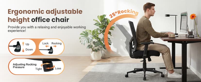 600lbs Big and Tall Office Chair with Adjustable Lumbar Support,Ergonomic Heavy Duty Office Chair for Heavy People,Mesh Desk Chair with Wide Seat for Home