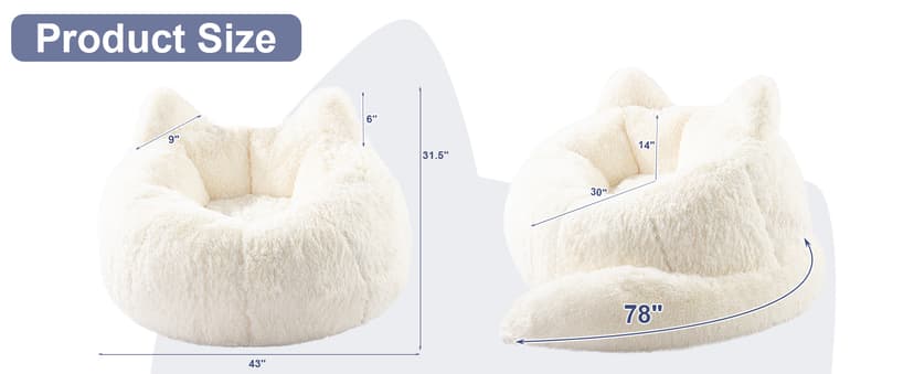 Achicsofar Bean Bag Chair for Adults Teens Giant Faux Fur Bean Bag Chairs with Filler Fluffy Plush Cat Shaped Beanbag Couch Comfy Accent Floor Sofa for Gaming, Reading in Living Room, Bedroom, Dorm