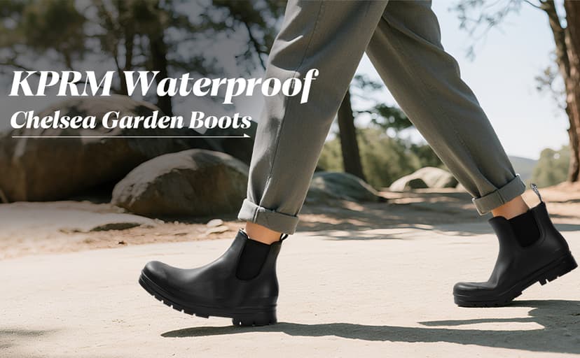 Kprm Ankle Rain Boots for Women Waterproof, Short Womens Rubber Chelsea Rainboots, Garden Shoes for Mud Barn Gardening Yard Farm Work