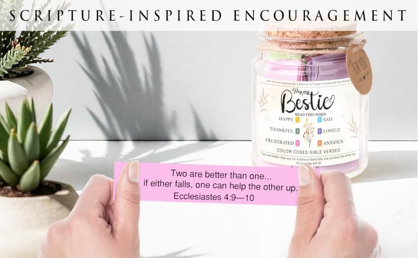 Bestie Bible Verses Jar – Birthday Gifts for Friends, Graduation Gifts for Bestie, Color Coded Bible Verses, Faith Based Friendship Gift for Women B0FF54MWMG