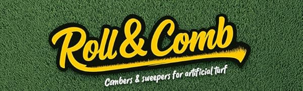 Artificial Turf Sweeper by Roll & Comb, Corded Electric Lawn Rake for Artificial Grass, Cool Gardening Gift, 25 Liter Leaf Collector, Model 302e, 19.8lb.