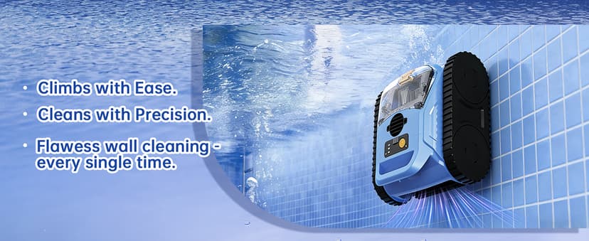 (2025 Upgrade) Pool Vacuum for Inground Pools, Robotic Pool Cleaner, Wall Climbing Pool Cleaner, Cleans Pool Floors, Drain & Walls & Waterline, Cleaning Up to 2100 Sq.ft, 180 Min