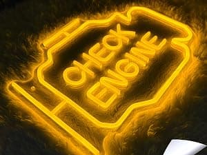 Check Engine Light Neon Sign for Man Cave Decor, LED Garage Wall Art, Funny Gifts for Dad & Car Guys, Man Cave Auto Repair Shop Mechanics Workshop Sign, USB Powered(15.7x11.8in,Yellow) B0BK972XV2
