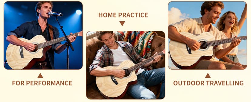 Ktaxon 41 Inch Cutaway Acoustic Electric Guitar, Full Size Manchurian Ash Body Beginner Guitars Kit with 15W Amp, Extra Strings & Capo Includes All Accessories (Natural)