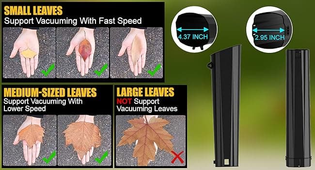 Cordless Leaf Blower Vacuum Mulcher Compatible for Dewalt 20V Battery(NO Battery), 3-in-1 Handheld Leaf Vacuum Mulcher with 40L Bag, 4 Variable Speeds with Turbo Modes for Yard Patio Driveway Cleanup